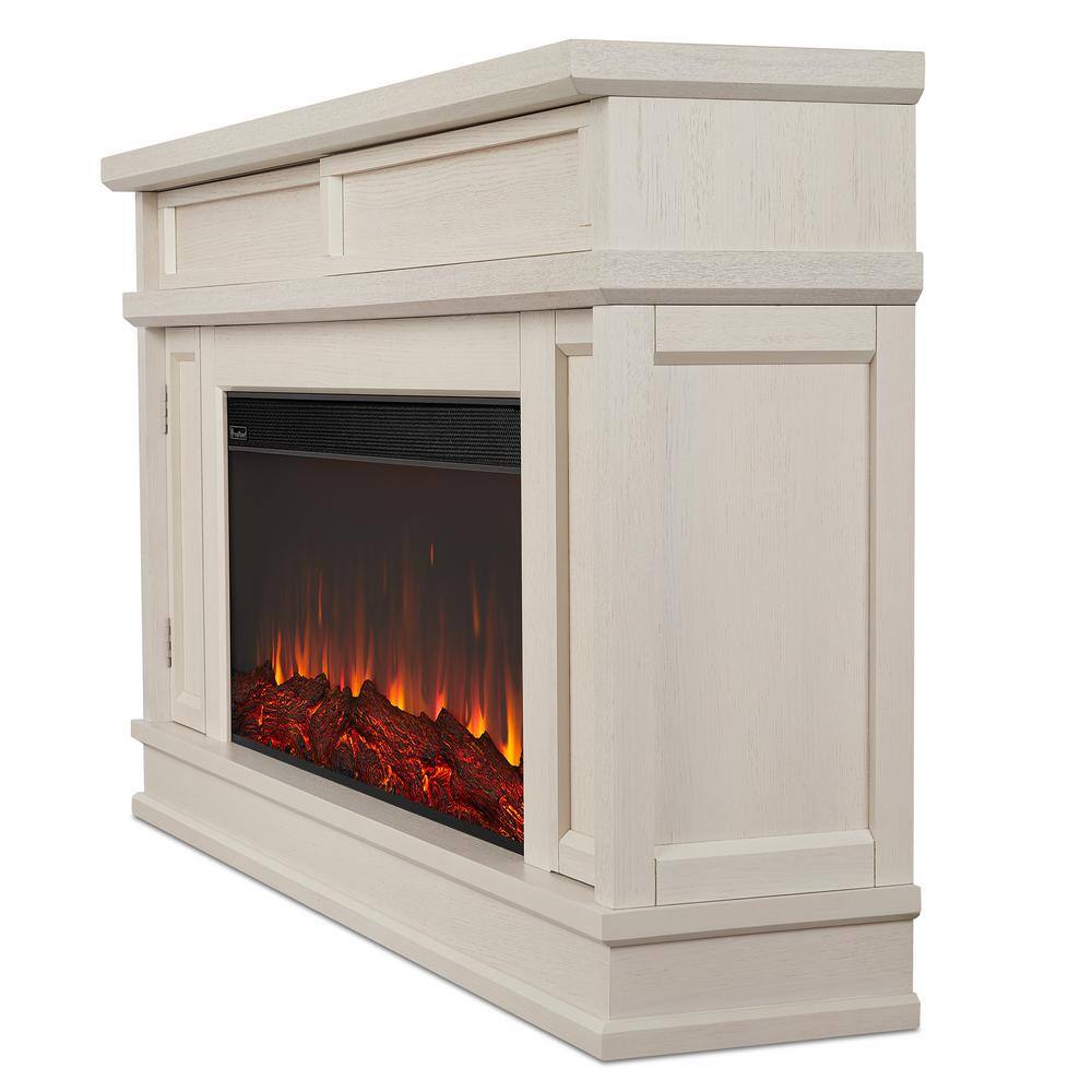 Real Flame Torrey 60 in. Freestanding Electric Fireplace in Bone White 4020E-BNE