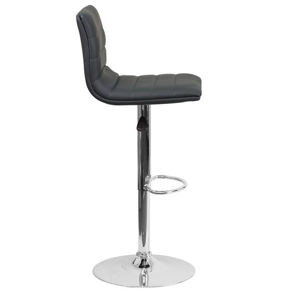 Modern Vinyl Adjustable Height Barstool with Horizontal Stitch Back - 16