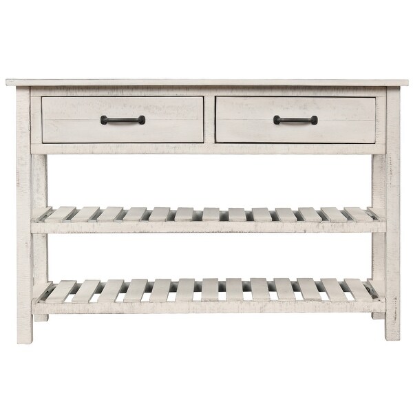 Nestfair Console Table with Drawers and 2 Tiers Shelves