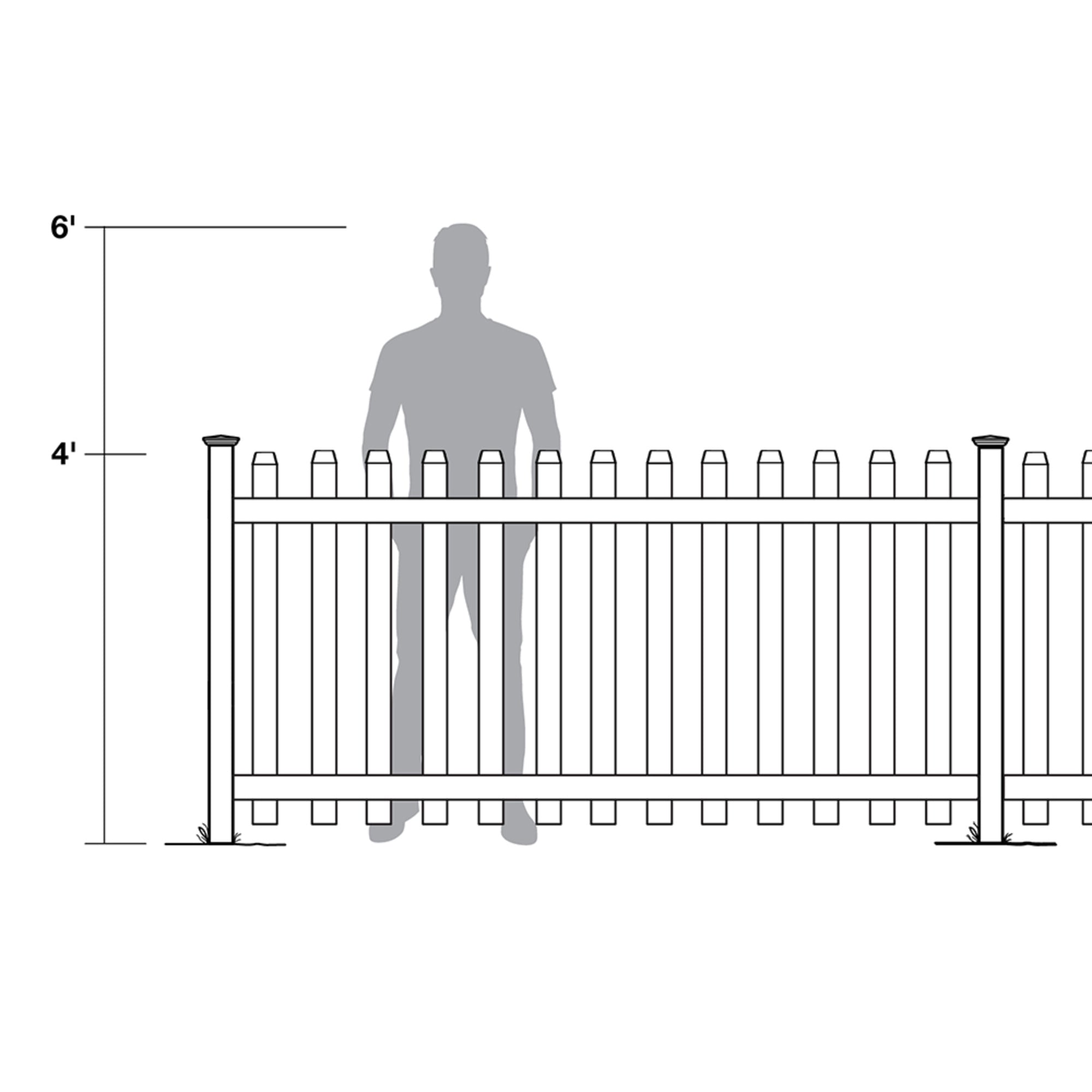 Outdoor Essentials Glendale 4 ft. x 8 ft. White Vinyl Scalloped Dog-Ear Picket Fence Panel