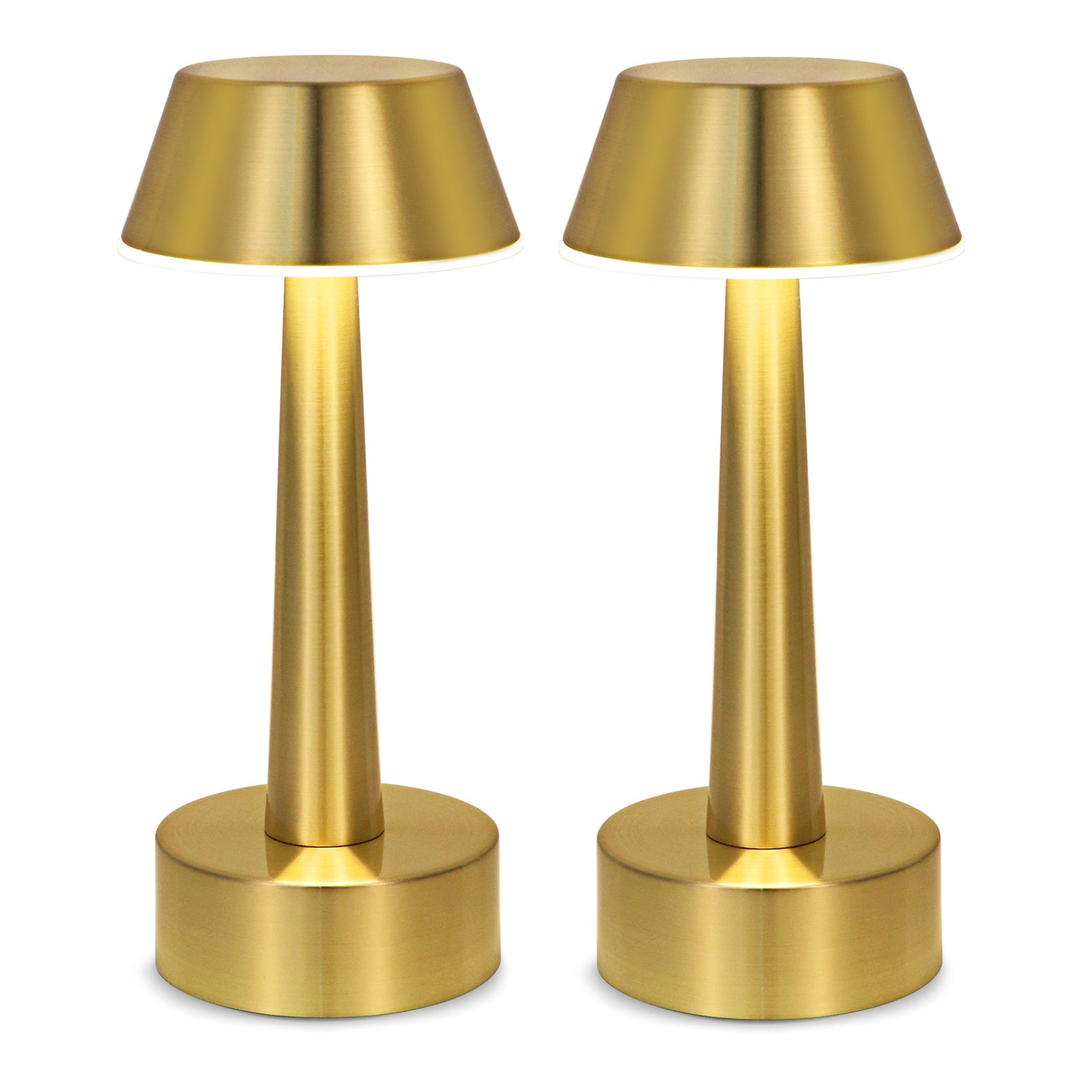 UMEXUS Gold Accent Table Lamp Set of 2, Portable Small Lamps Rechargeable Touch Control Table Lamp, Metal Industrial Bedside Night Light Small Lamps for Living Room, Dining Room Bar Restaurant Patio