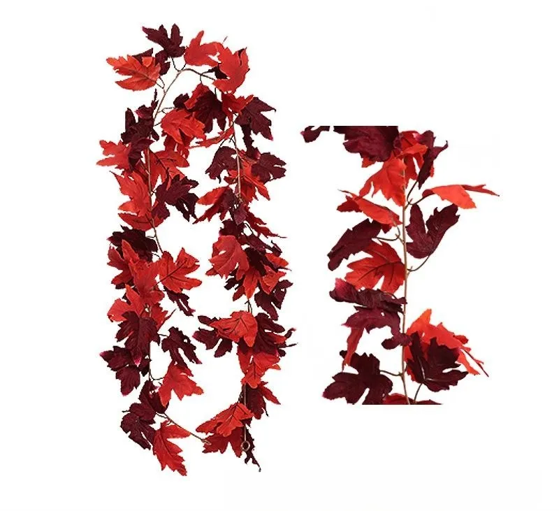 Factory Supply Artificial Silk Fabric  Maple  Leaves  Fall  Maple  Hanging Vine For Party Thanksgiving