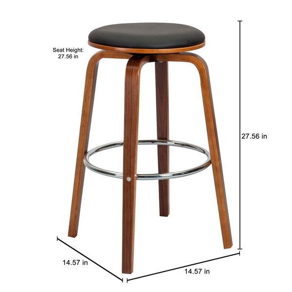 Porthos Home Williams Swivel Bar Stools (Set of 2)， PU Upholstery， Wooden Legs