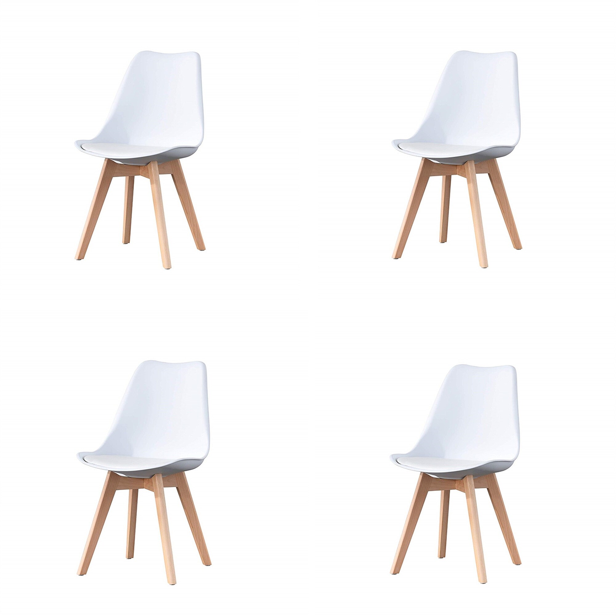 4 Pcs Dining Chairs， Armless Kitchen Chairs Side Chair with Wood Legs