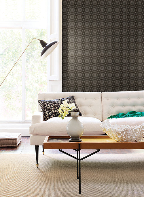 Frame Geometric Wallpaper in Ivory and Gold from the Color Library II Collection