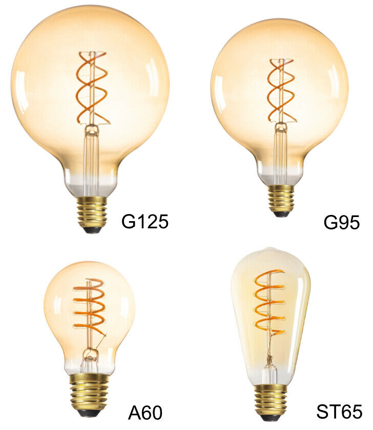 G95 Bulb 3W 2200K Vintage Bulb with E27 Screw Warm White Lighting Curved ment Amber Glass Shade for Bedroom Living Room Cafe