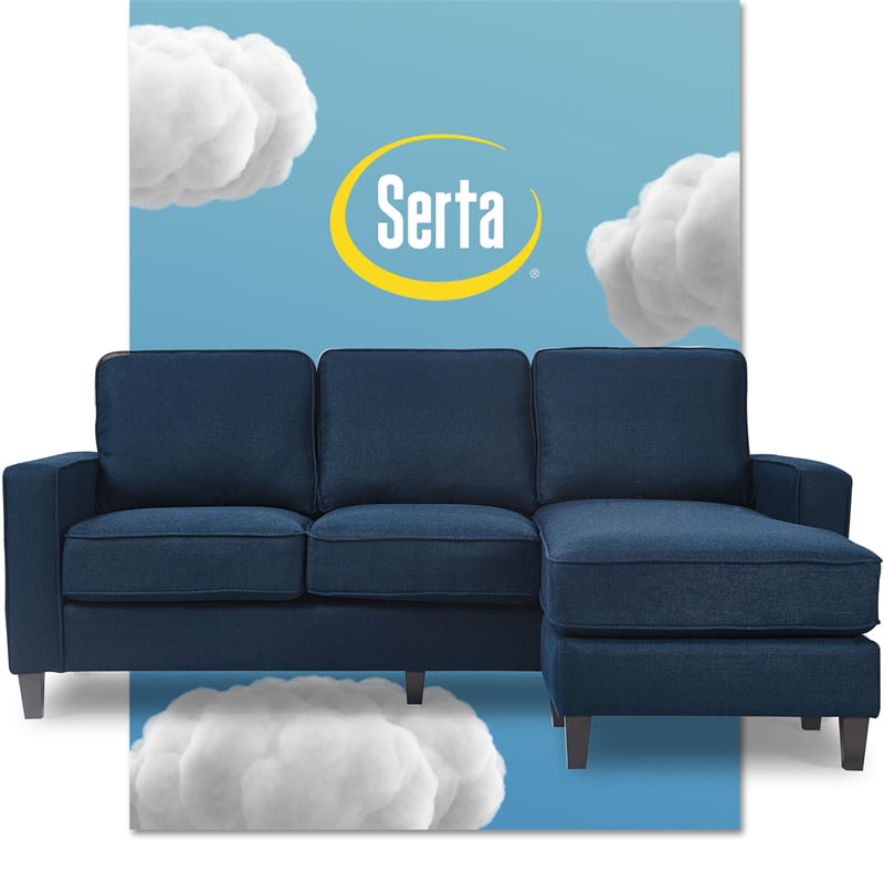 Serta Harmon Reversible Sectional Sofa Pillow Back Cushions Navy Blue