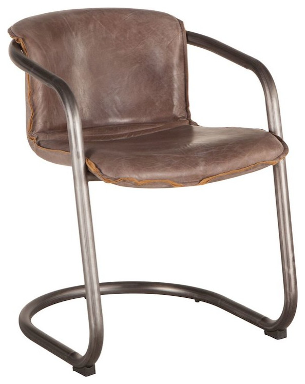 Chiavari Distressed Jet Brown Leather Dining Chairs  Set of 2   Industrial   Dining Chairs   by World Interiors  Houzz