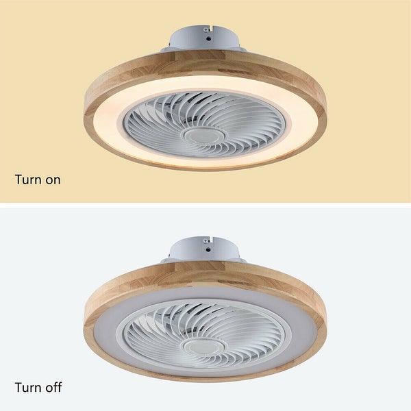 Modern Wood Enclosed LED Diammable Caged Ceiling Fan - 20in Shopping - The Best Deals on Ceiling Fans | 40106258