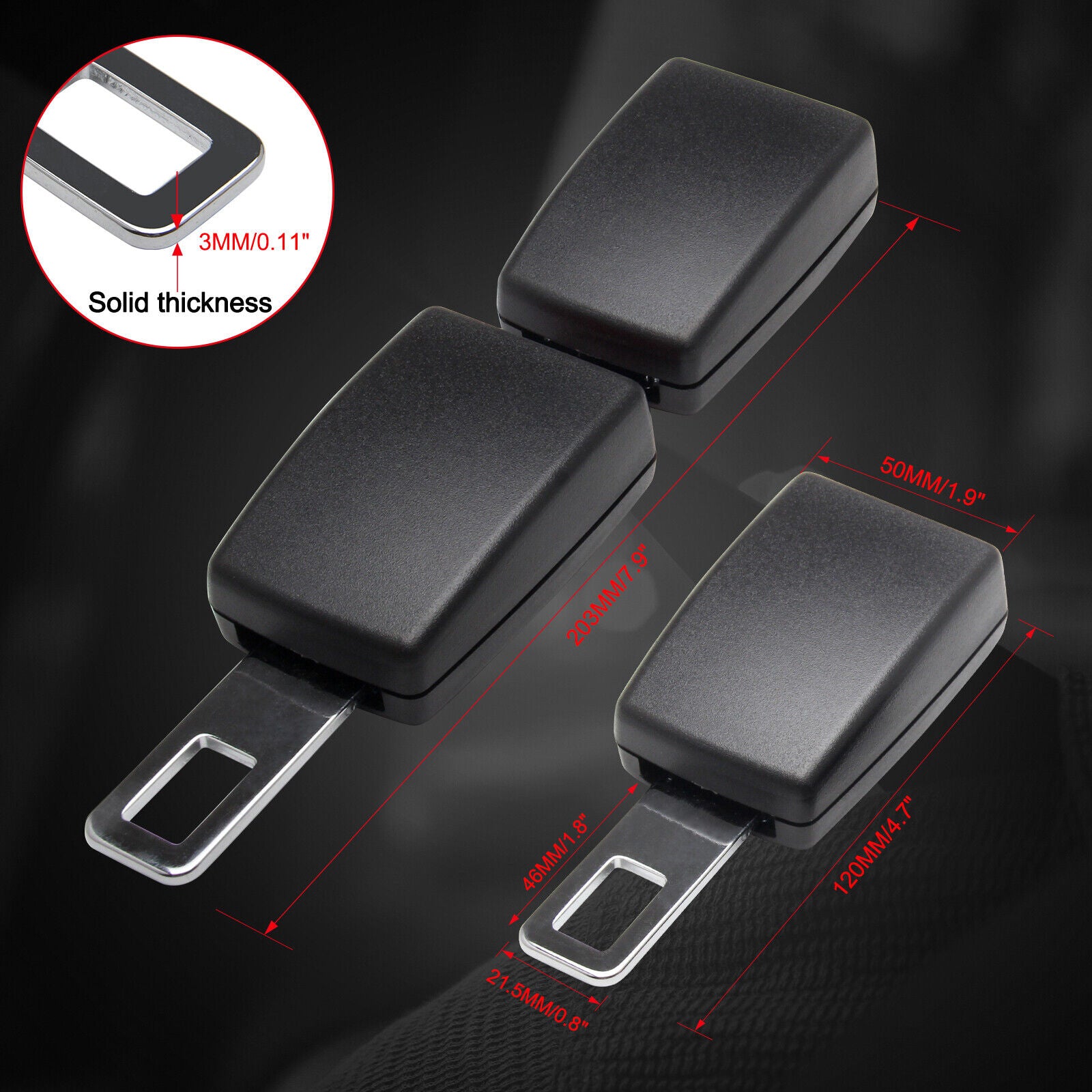 Top10 Racing Set 2 Universal Car Safety Seat Belt Extender Seatbelt Strap Buckle 4.7 