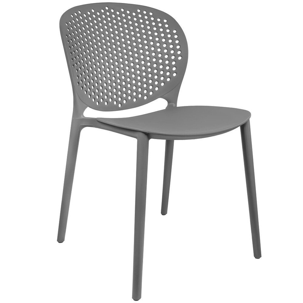 Modern Plastic Garden Patio Indoor or Outdoor Dining Stackable Chair UV Protected Armless With Dot Back Surf