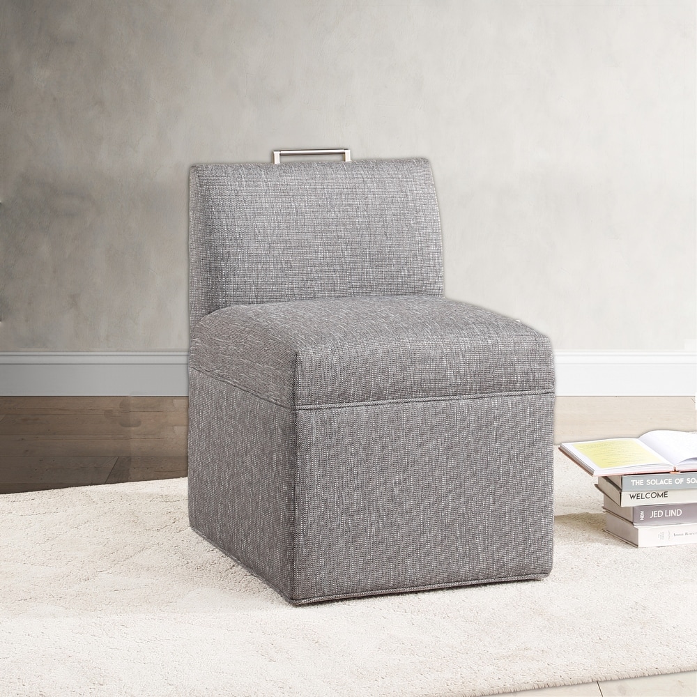 Modern Upholstered Castered Chair in Ashen for Kitchen Counter and Dining Room