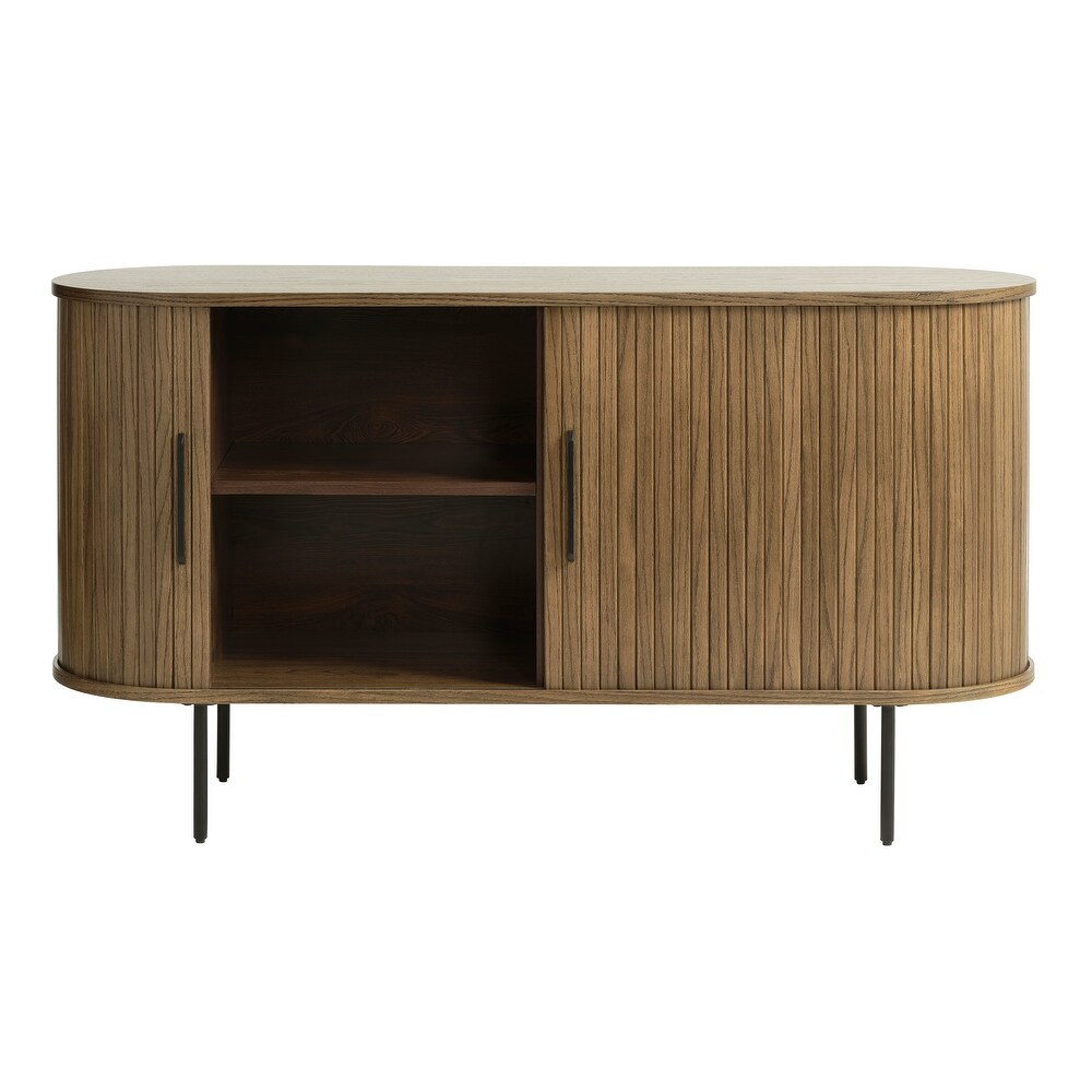 Rye Studio Nicola Mid Century Modern Rounded Sliding Door Sideboard 55\