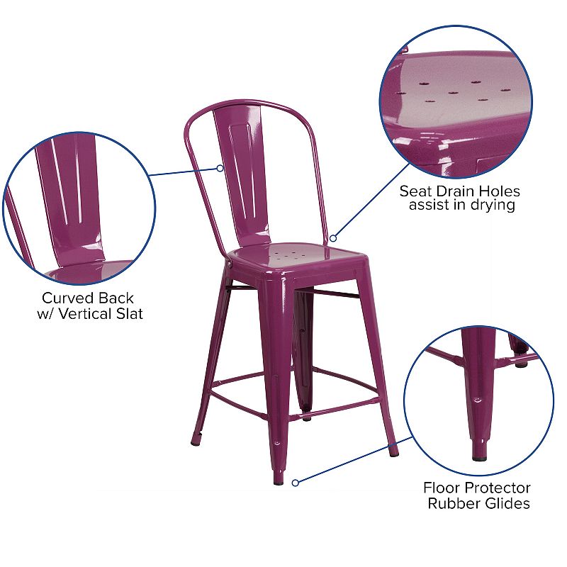 Flash Furniture Purple Indoor / Outdoor Counter Stool