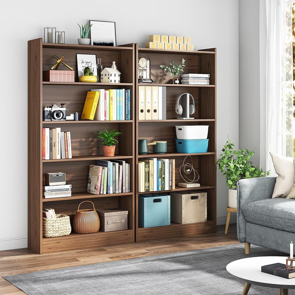 6 Tier White Bookcase  Large Tall Bookshelf with Storage Shelves