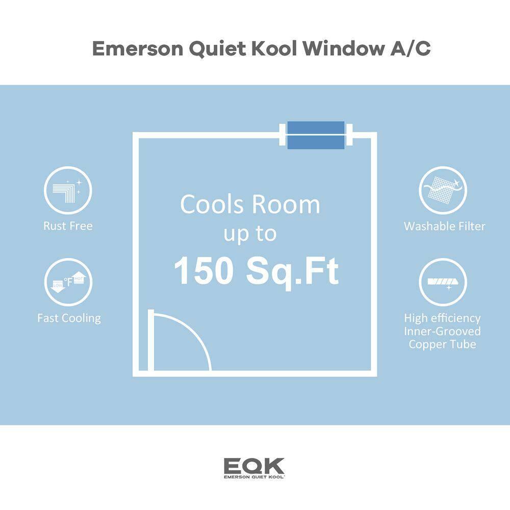 EQK 5000 BTU 115V Window AC with Mechanical Controls Rooms up to 150 Sq Ft Quiet Operation AutoRestart Washable Filter