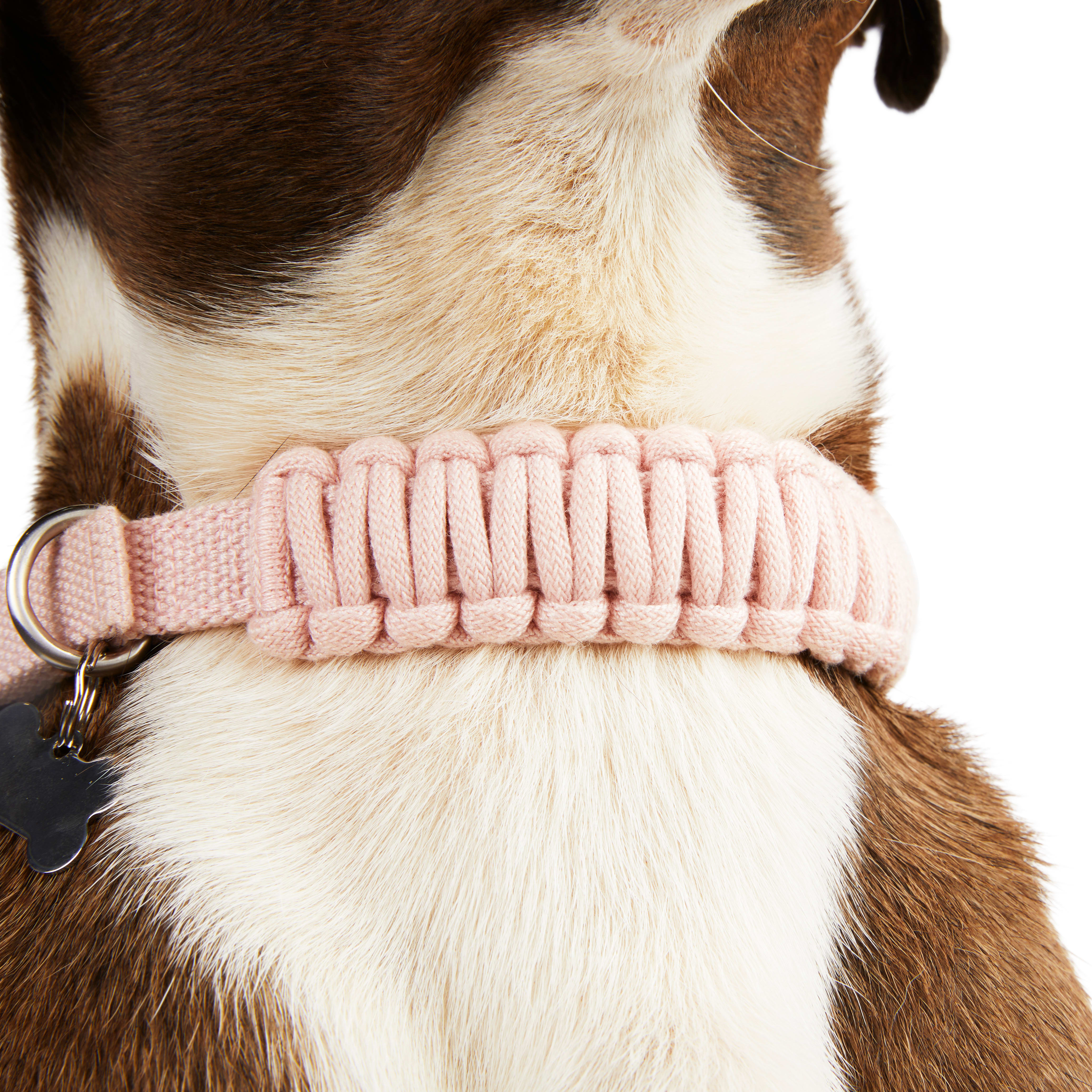 YOULY The Bohemian Pink Macrame Dog Collar， Small