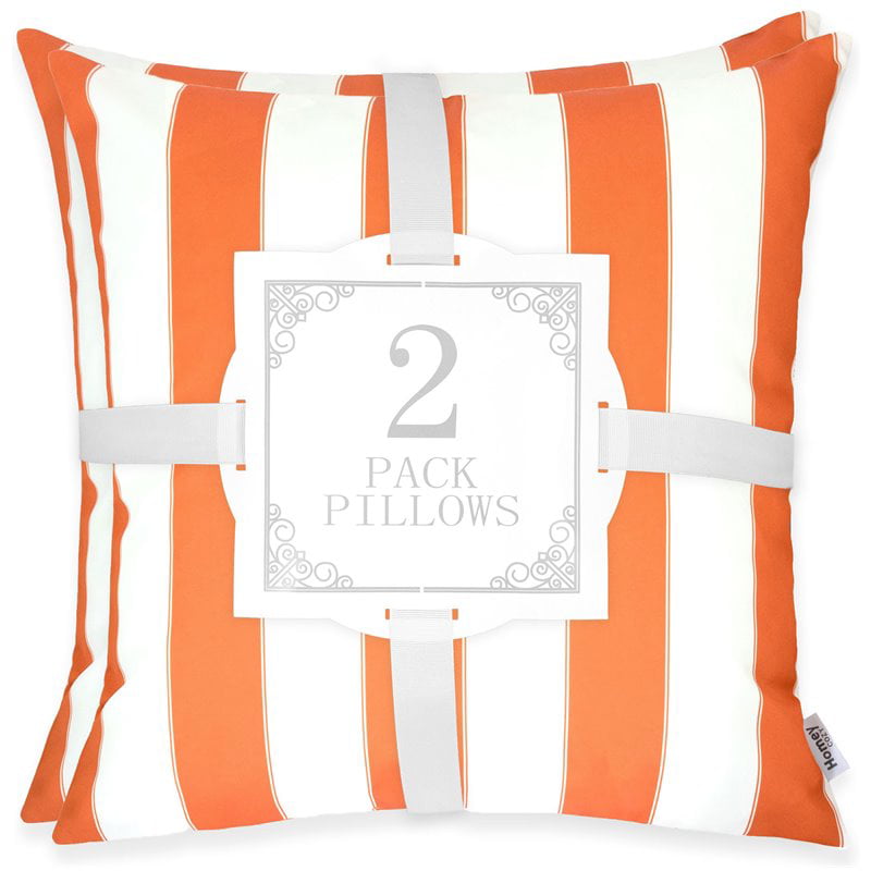 Homey Cozy Olivia 20-inch Stripe Fabric Outdoor Pillow in Orange (Set of 2)