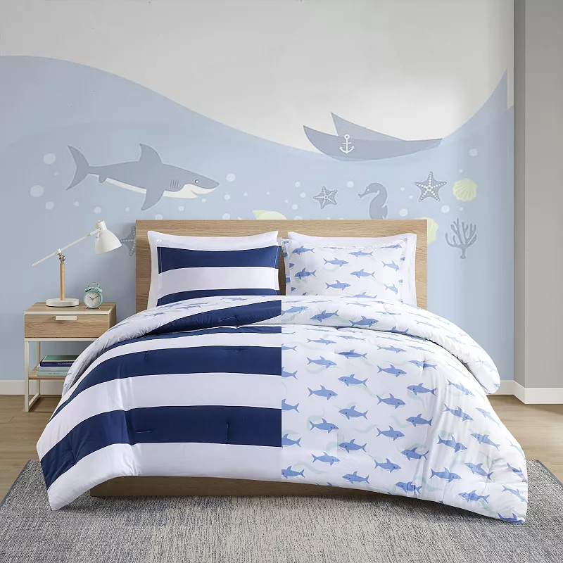 Urban Habitat Kids Dakota Shark Stripe Reversible Cotton Comforter Set