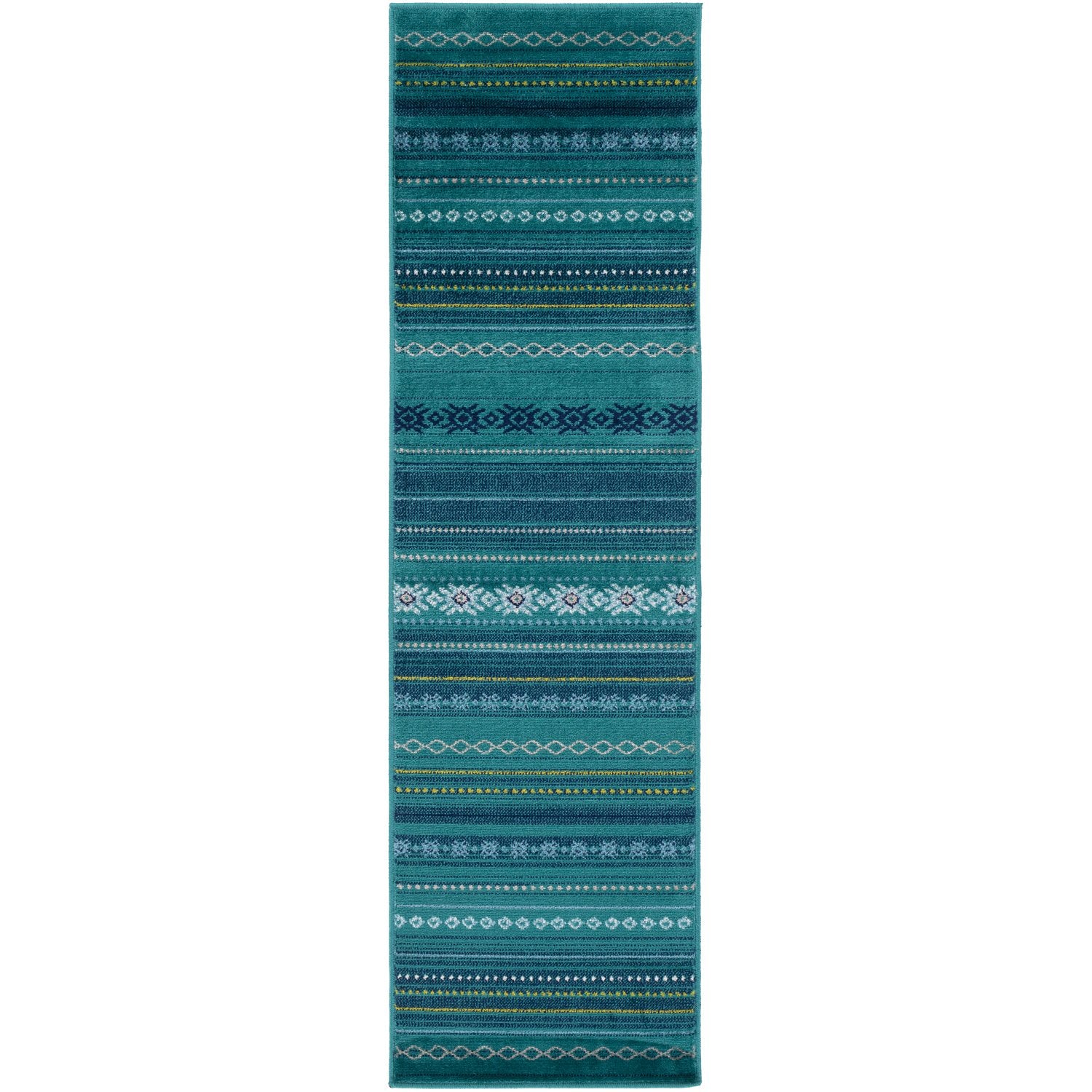 Paramount Rug in Teal, Dark Blue, Aqua, Lime, Light Gray, Cream