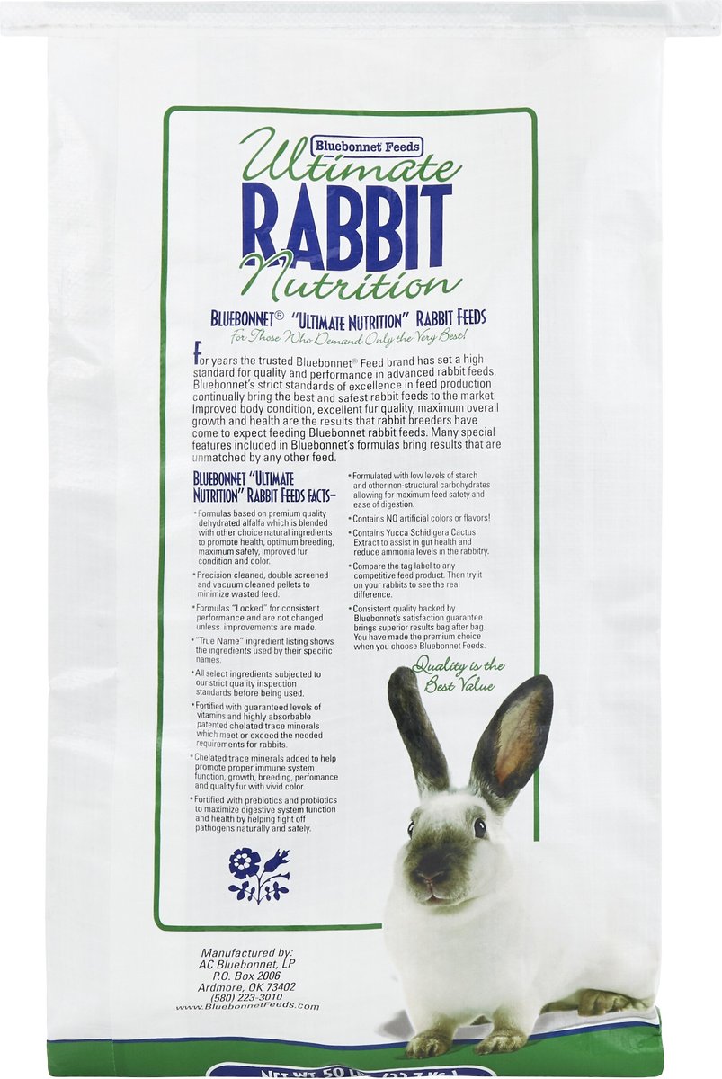 Bluebonnet Feeds Rabbit Booster 16% Protein Rabbit Food， 50-lb bag