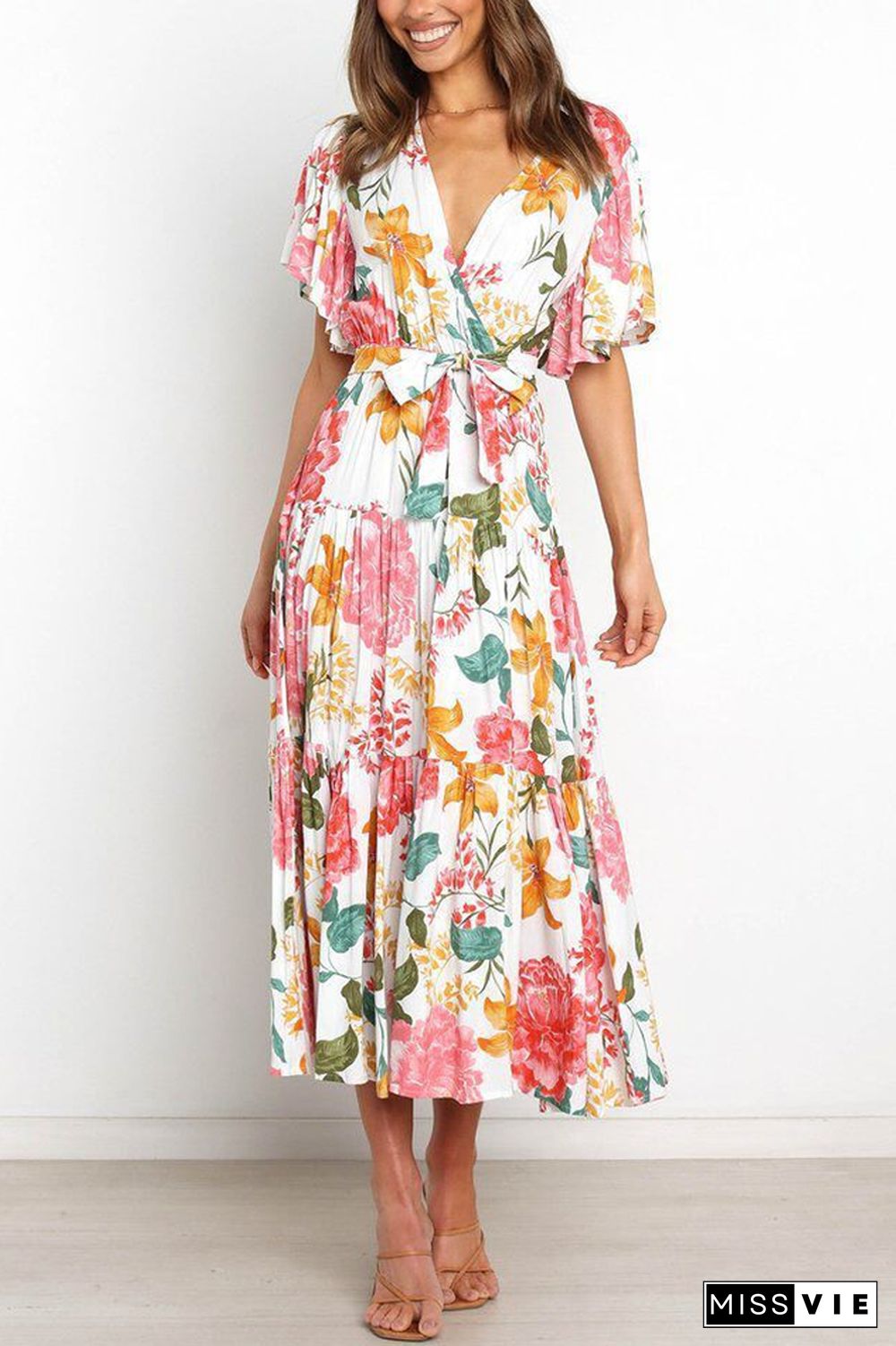 Sunshine Grace Floral Midi Dress