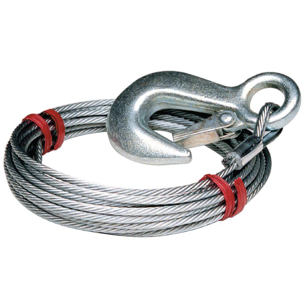 Tie Down 20 ft. Winch Cable with Galvanized Latch Hook 59380