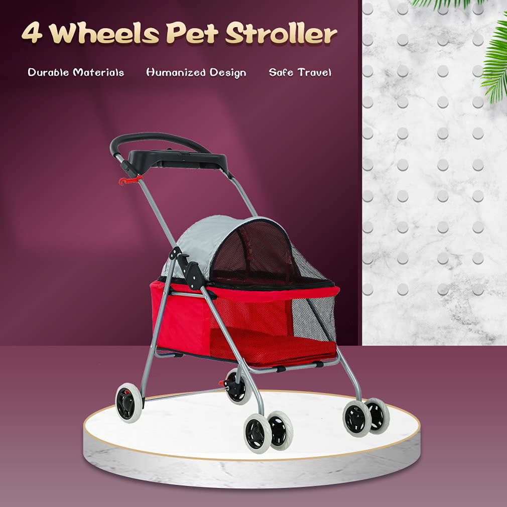 Bestpet Posh Pet Stroller for Dogs and Cats， Red