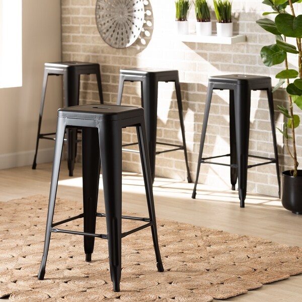 Horton Modern and Industrial Styled Stackable Metal Bar Stool Set(4pc)