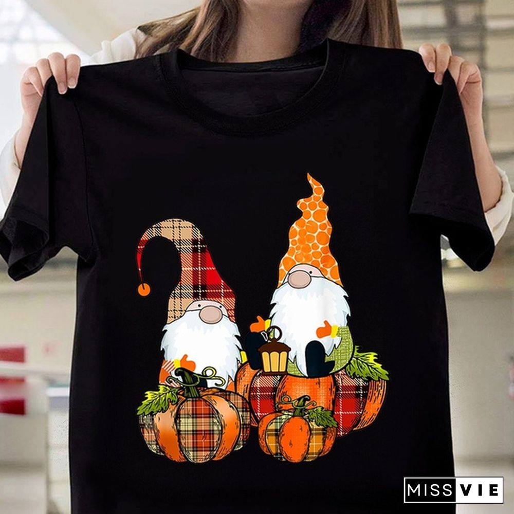 Pumpkin Gnomes Fall Autumn Cute Halloween Thanksgiving Funny Gift T-Shirt Unisex Cotton Tee