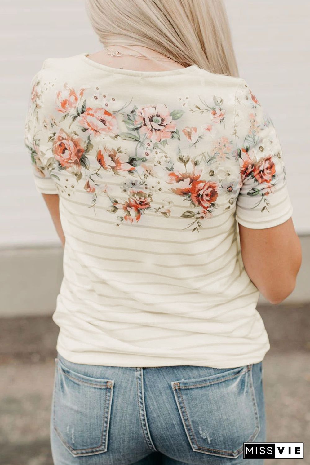 Spring Vibe Floral & Stripe Tee