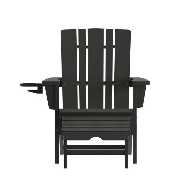 Commercial AllWeather Adirondack Chair with Pullout Ottoman and Cupholder