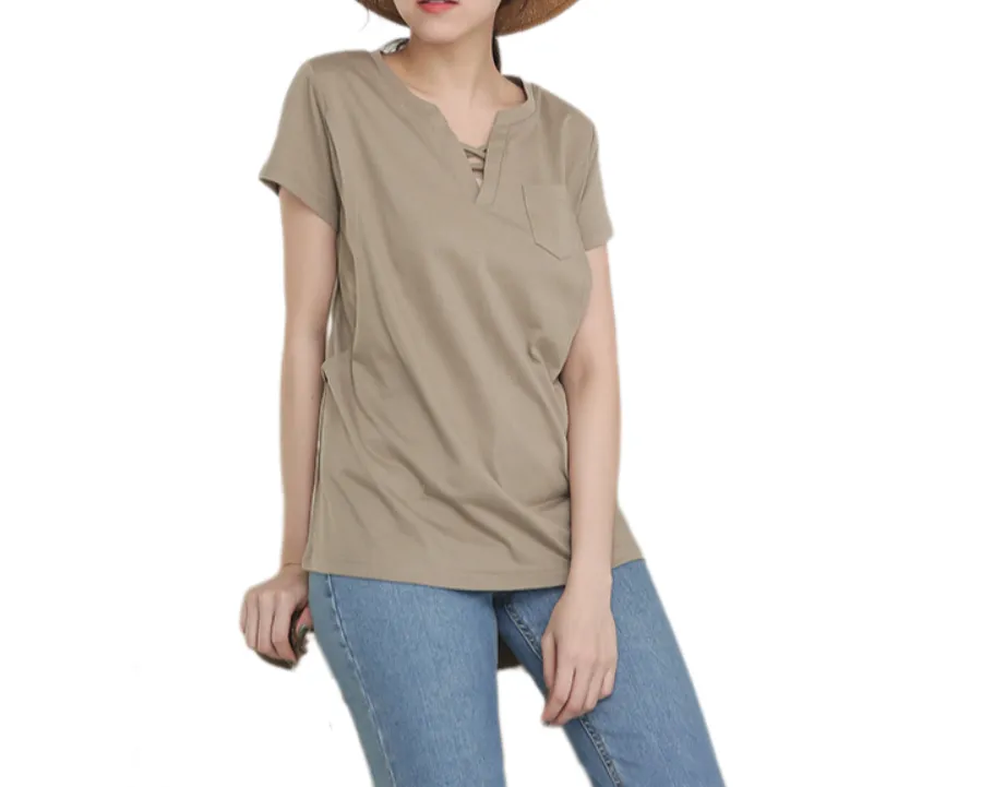 Summer Nursing T-Shirt – Short Sleeve Postpartum Top for Breastfeeding Moms