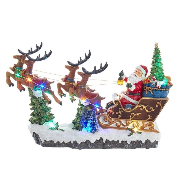 Kurt Adler 8.7Inch BatteryOperated LED Musical Santa and Sleigh Table Piece