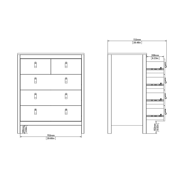 Madrid 5 Drawer Chest, White