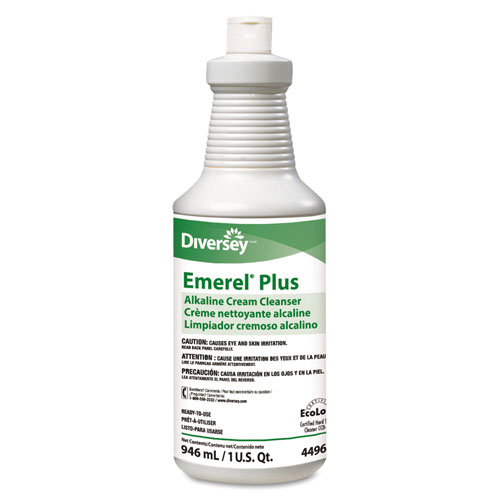 Diversey Emerel Plus Cream Cleanser | Odorless， 32 oz Squeeze Bottle， 12