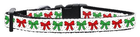 Christmas Bows Nylon Ribbon Cat Safety Collar