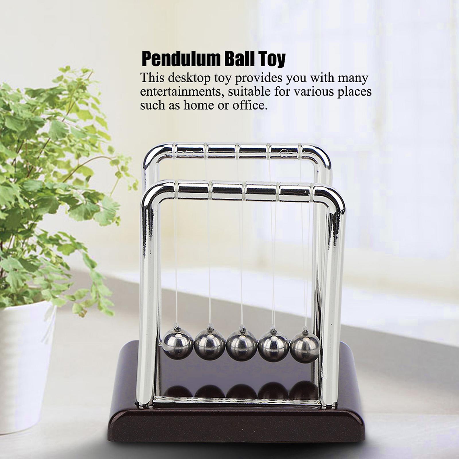 Newton Cradle Balance Balls， Wooden Mirror Desk Toys Office Decorations With 5 Balls， Fun Science Physics Learning Toys， Office Gadgets[s]