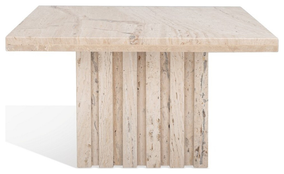 Safavieh Couture Olivia Square Travertine Accent Table Off White   Transitional   Side Tables And End Tables   by Safavieh  Houzz