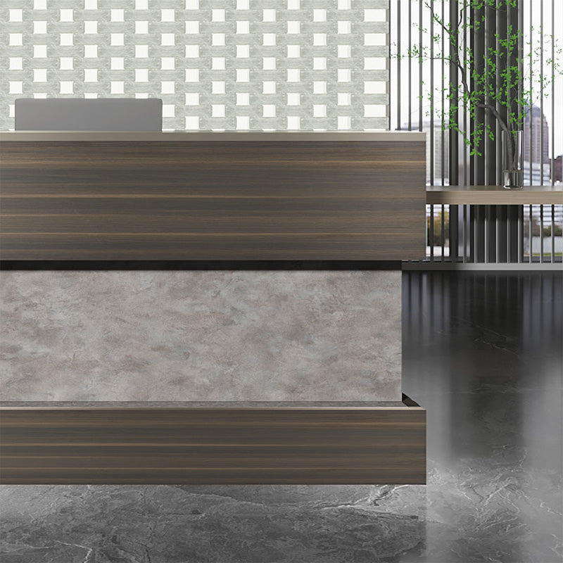 KASPER Reception Desk Left Panel 2.8M - Chocolate & Charcoal Grey