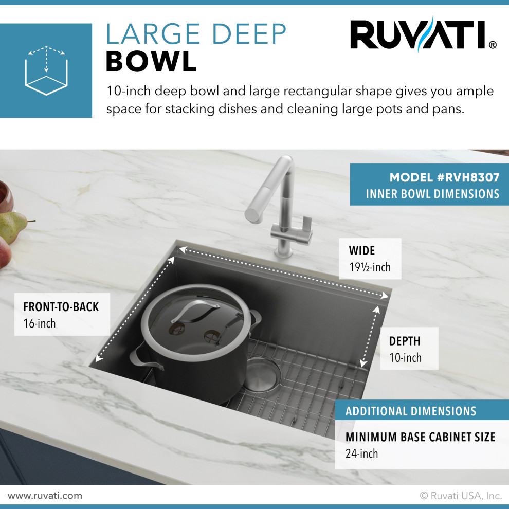 Ruvati RVH8307 21 quotStainless Steel Workstation Single Bowl Bar Prep Sink   Bar Sinks   by Blue Bath  Houzz