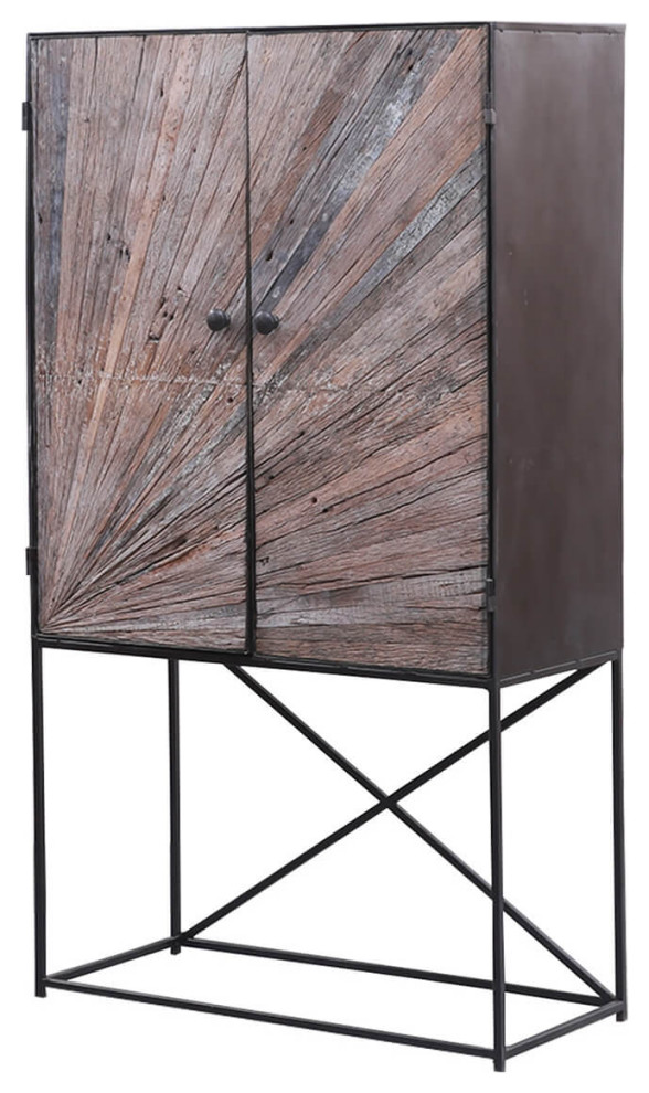 Corsica Sunburst Modern Rustic Solid Wood Industrial Accent Cabinet   Industrial   Accent Chests And Cabinets   by Sierra Living Concepts Inc  Houzz