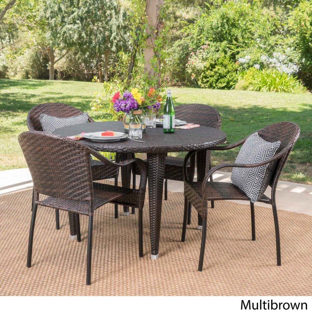 Belvedere Outdoor 5 piece Round Dining Set by Christopher Knight Home