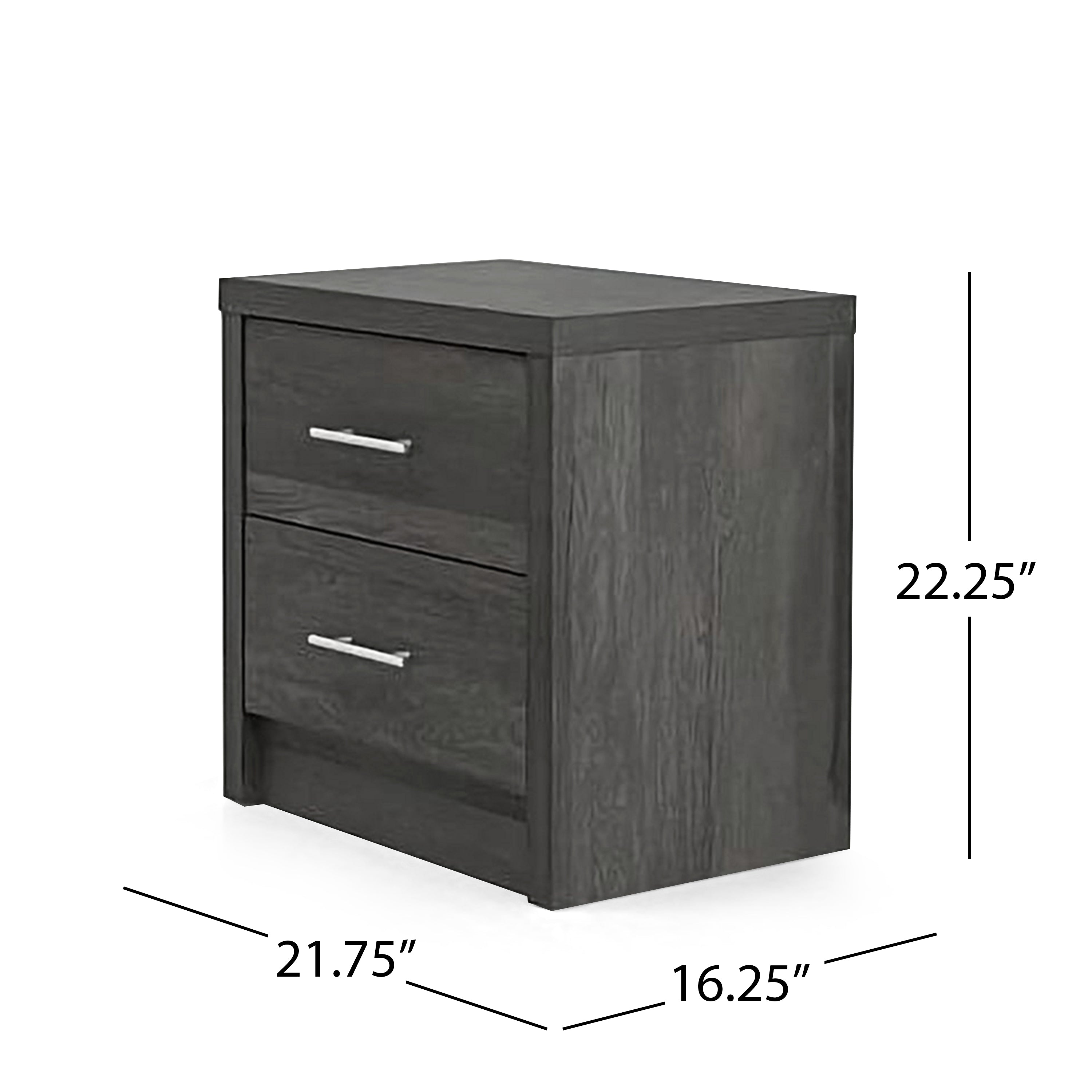 Marlette Modern Faux Wood 2 Drawer Nightstand