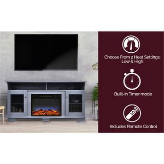 Cambridge Savona 59 in. Electric Fireplace with Multi-Color LED Flame Display in Blue CAM6022-1SBLLED