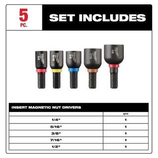 MW SHOCKWAVE Impact Duty Alloy Steel Magnetic Insert Nut Driver (5-Piece) 49-66-4563