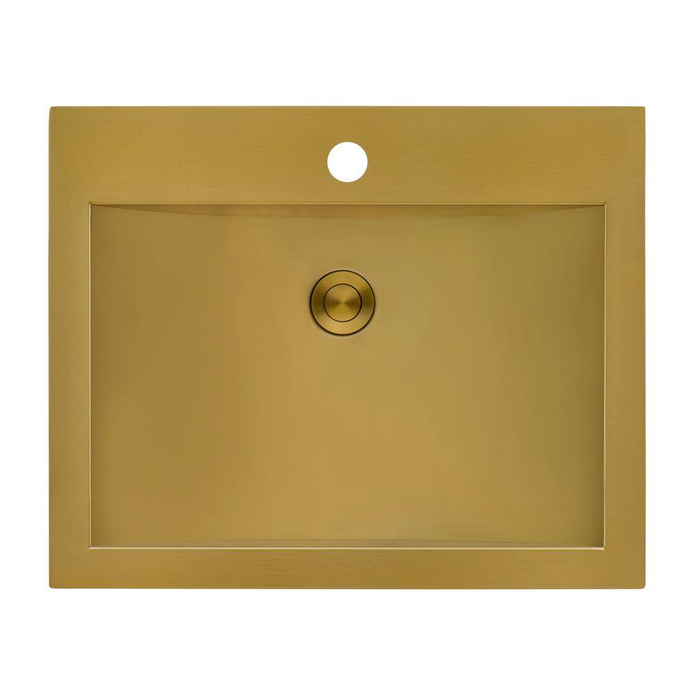 Ruvati 21 x 17 inch Brushed Gold Drop-in Topmount Bathroom Sink Polished Brass Stainless Steel RVH5110GG