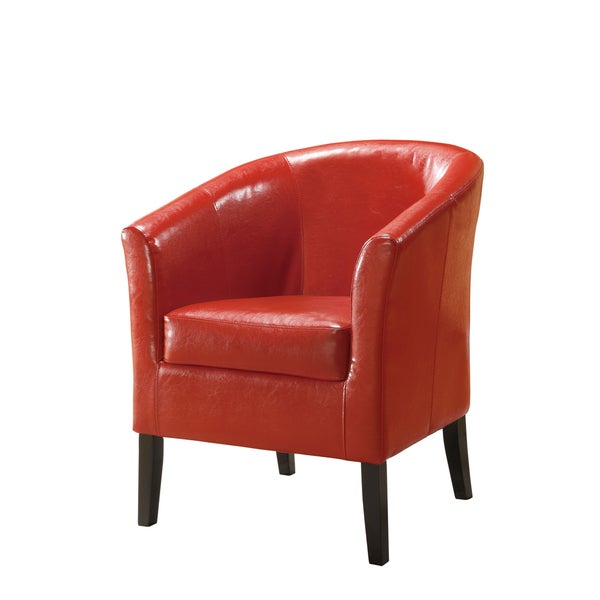 Linon Andrew Barrel Club Chair Hot Red Upholstery