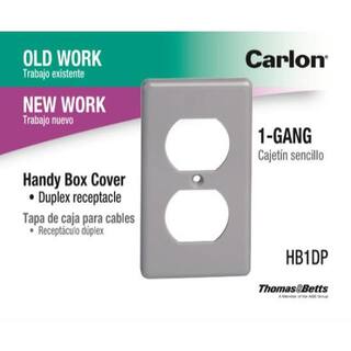 Carlon 1 Gang Gray Non-Metallic Handy Box Duplex Receptacle Cover HB1DP