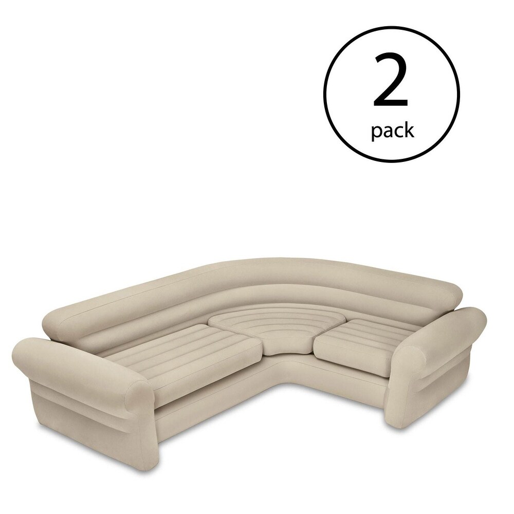 Intex Inflatable Corner Living Room Neutral Sectional Sofa 68575EP (2 Pack)   N/A